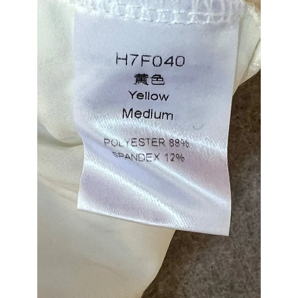 Pineapple Print Womens Joggers Shorts Medium Yellow & White Polyester Spandex - Picture 3 of 6